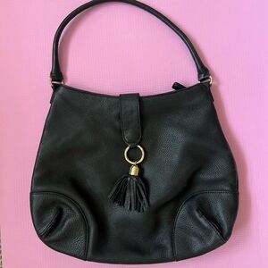 Talbots tassel hobo  Black Leather Shoulder Bag